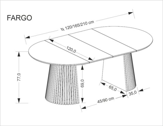Okrúhly rozkladací jedálenský stôl FARGO 120(210)x120 prírodný