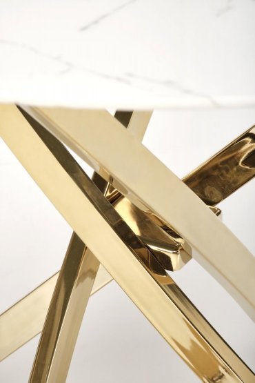 Kulatý jídelní stůl RAYMOND 2 100 bílý mramor/zlatý