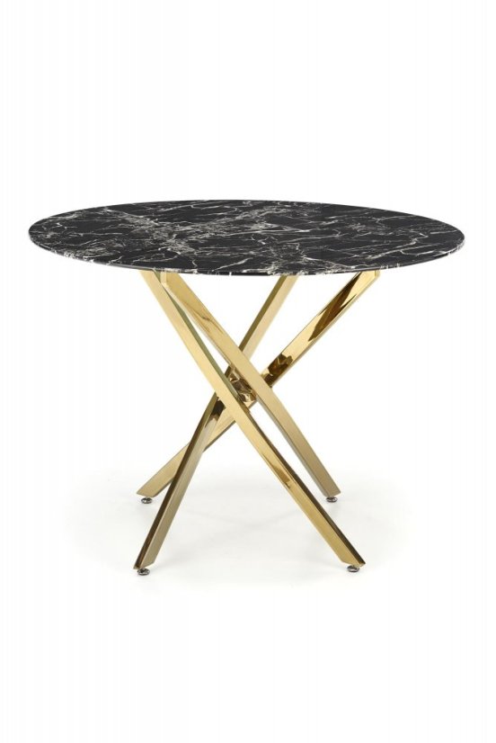 Kulatý jídelní stůl RAYMOND 2 100 černý mramor/zlatý