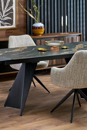 Rozkladací jedálenský stôl ARMANI 165(241)x90 čierny mramor/čierna
