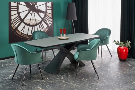 Rozkladací jedálenský stôl SILVESTRO 180(220)x89 tmavo sivý/čierny