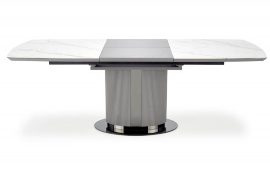 Rozkladací jedálenský stôl DANCAN 160(220)x90 biely mramor/sivá