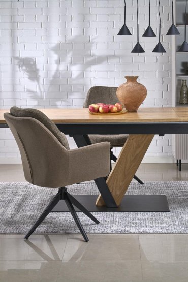 Rozkladací jedálenský stôl FANIS 160(220)x90 dub prírodný/čierna