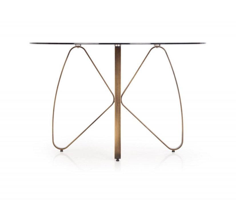 Kulatý jídelní stůl LUNGO 120 hnědý/antická zlatá