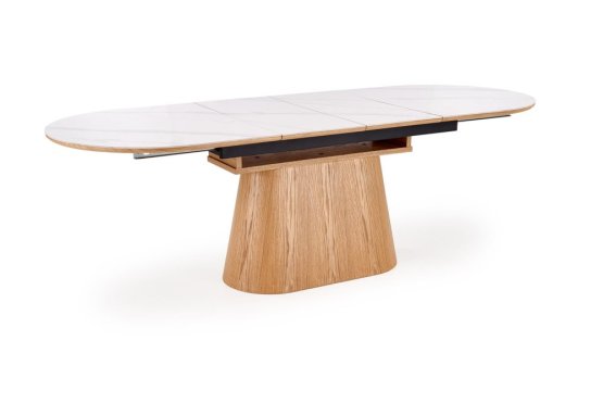 Rozkládací jídelní stůl SIRIUS 160(240)x90 bílý mramor / přírodní