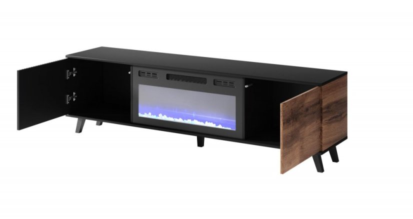Televizní stolek RANDOM K s krbem dub wotan/černý