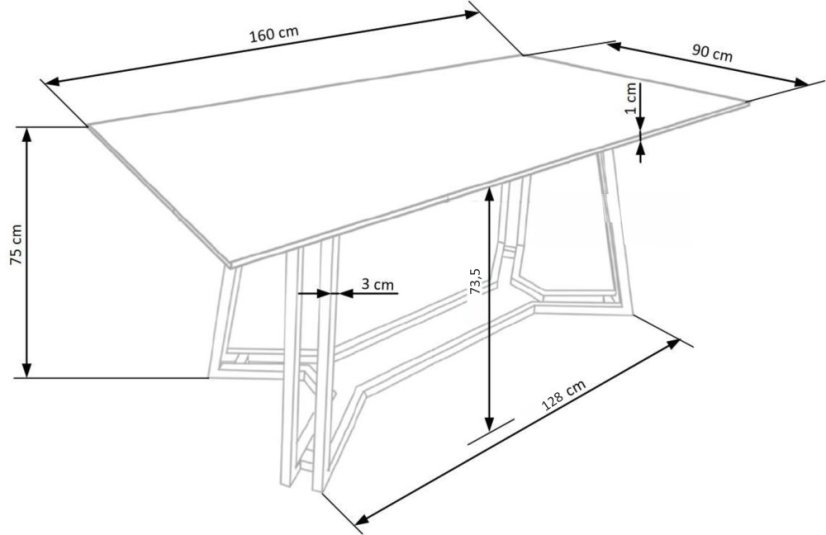 Jedálenský stôl KONAMI 160x90 čierny mramor/zlatý