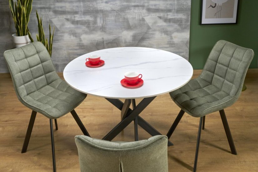 Okrúhly jedálenský stôl EDGAR 2 biely mramor/čierny