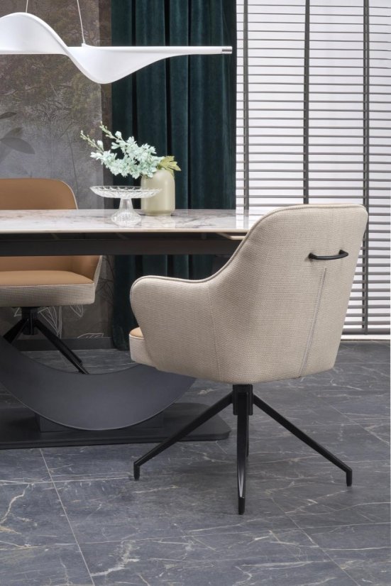 Rozkládací jídelní stůl FERNANDO bílý mramor/černý