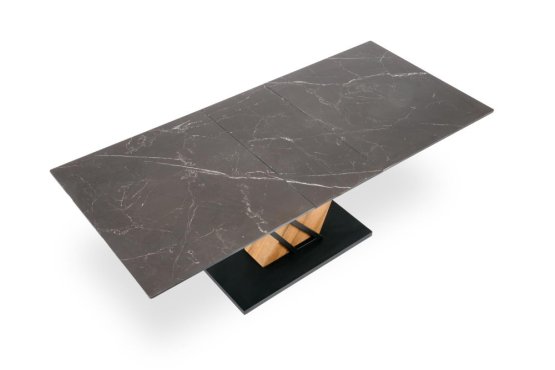 Rozkladací jedálenský stôl VOLANT 160(180)x90 čierny mramor/dub zlatý/čierna