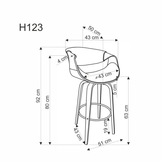 Barová stolička H123 sivá/orech