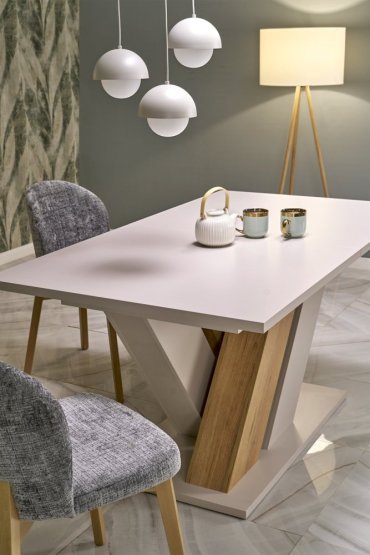 Rozkladací jedálenský stôl BRANDON 160(200)x90 kašmír/dub cremona