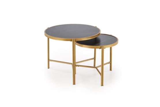 Konferenční stolek FATIMA - sada 2 ks černý mramor/zlatý