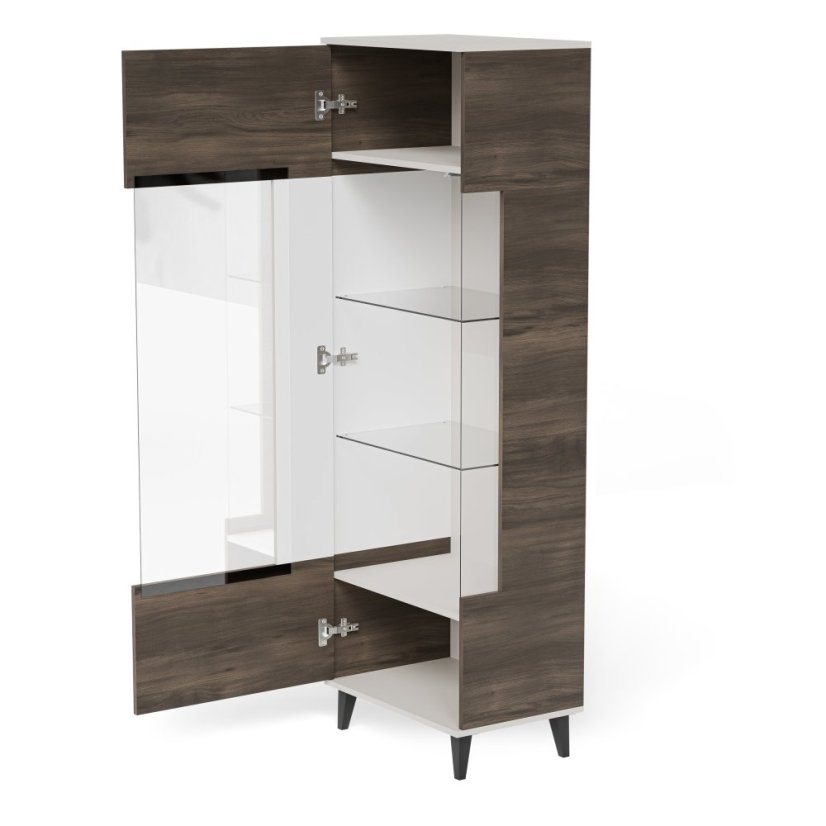 Vitrína RANDOM 2 W-1 kašmír/ořech/černá