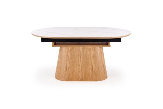 Rozkládací jídelní stůl SIRIUS 160(240)x90 bílý mramor / přírodní