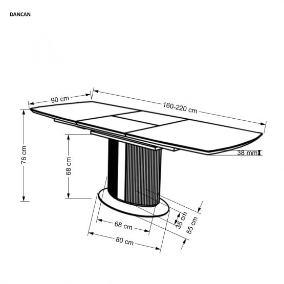 Rozkladací jedálenský stôl DANCAN 160(220)x90 biely mramor/sivá