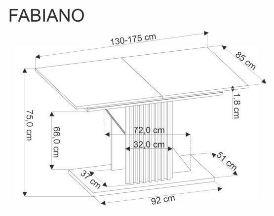 Rozkladací jedálenský stôl FABIANO 130(175)x85 dub wotan/čierny