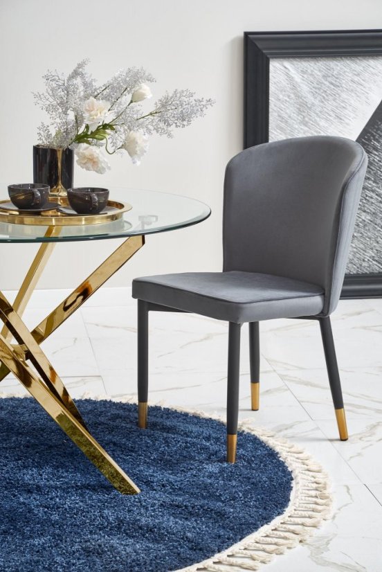 Kulatý jídelní stůl RAYMOND 100 sklo/zlatý