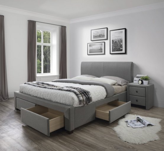 Posteľ MODENA so zásuvkami 180x200 sivá