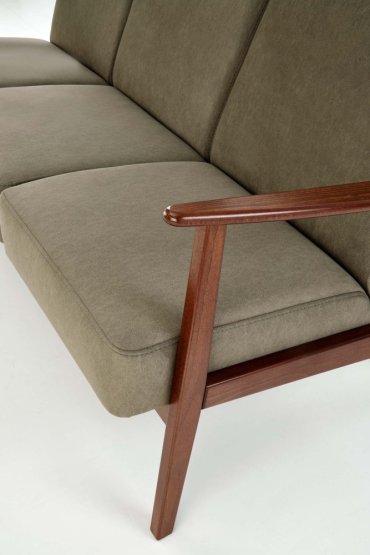 Trojmiestna pohovka MILANO 3S zelená/tmavý orech