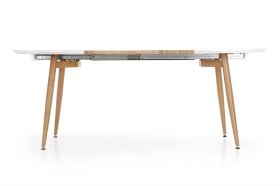 Rozkládací jídelní stůl CALIBER 160(200)x90 bílý/dub san remo