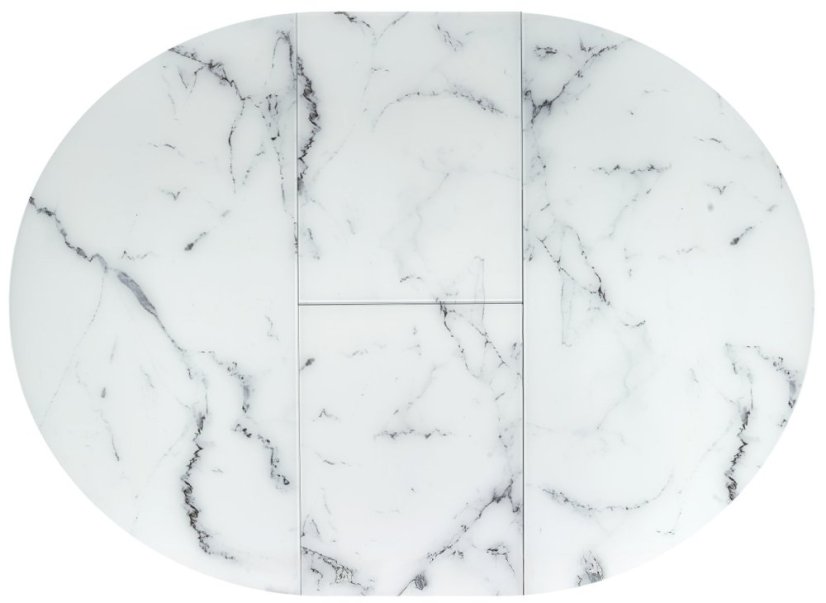 Okrúhly rozkladací jedálenský stôl VERTIGO 130(180)x130 biely mramor/čierna