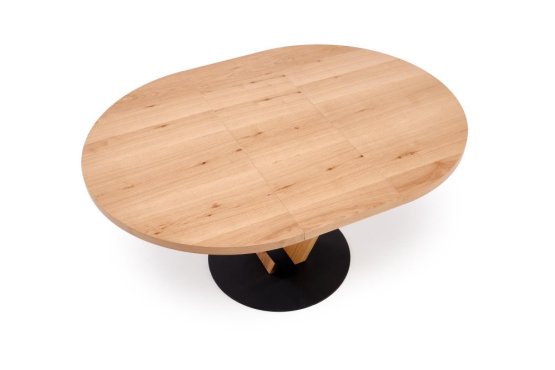 Okrúhly rozkladací jedálenský stôl FANIS 120(160)x90 dub prírodný/čierna