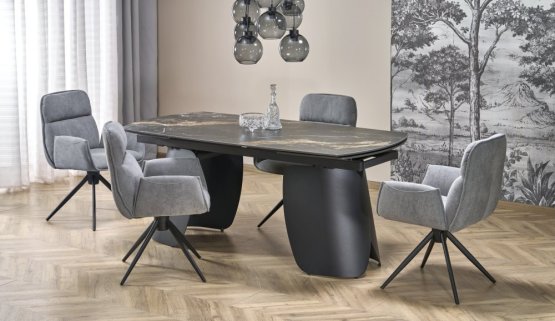 Rozkladací jedálenský stôl FORUM 180(260)x90 čierny mramor/čierny