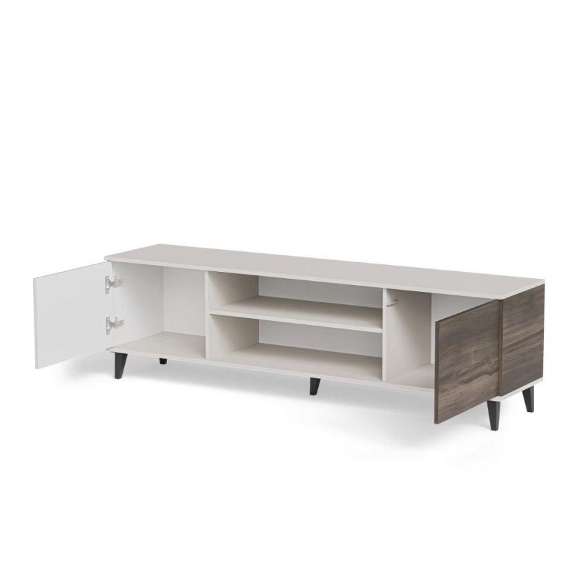 Televizní stolek RANDOM 2 RTV 180 s krbem kašmír/ořech/černý