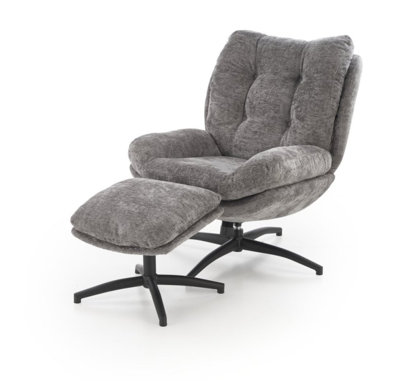 Čalúnené kreslo PESTO s podnožkou sivé