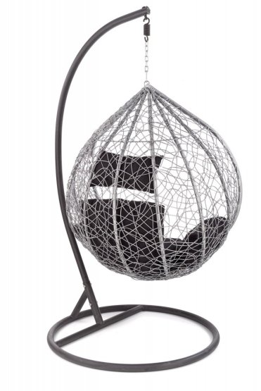 Závesné záhradné kreslo EGGY sivé/čierne
