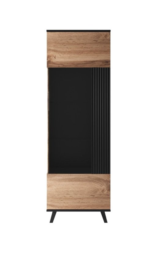Vitrína RANDOM W-1 dub wotan/černá