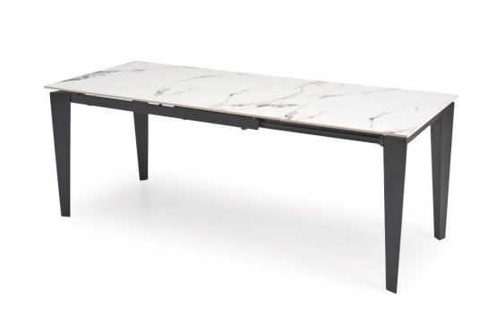 Rozkladací jedálenský stôl FELIX 141(201)x81 biely mramor/čierna