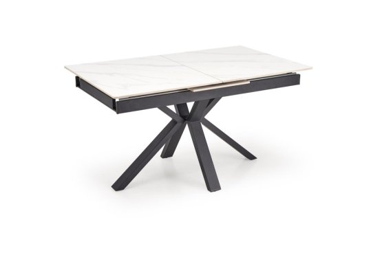 Rozkladací jedálenský stôl PLATAN 140(180)x85 biely mramor/čierny