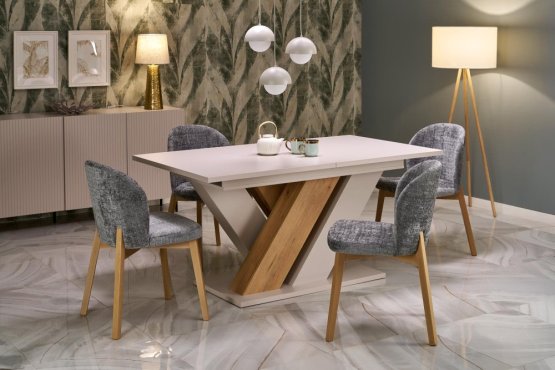 Rozkladací jedálenský stôl BRANDON 160(200)x90 kašmír/dub cremona