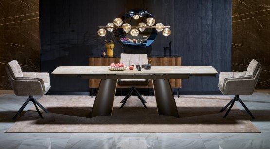 Rozkládací jídelní stůl VESNA 160(240)x90 béžový mramor