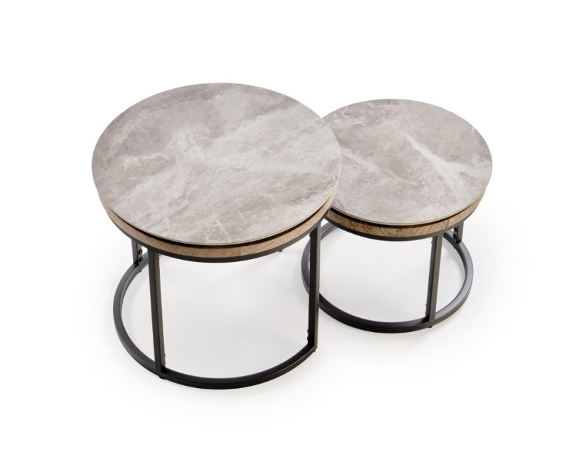 Konferenčný stolík ITAKA - set 2 ks sivý mramor/grafit