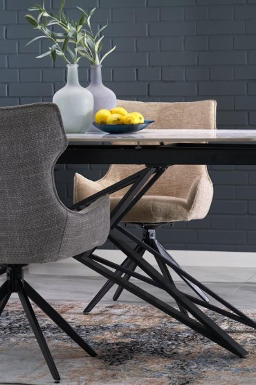 Rozkladací jedálenský stôl ALFREDO 160(240)x91 biely mramor/čierna