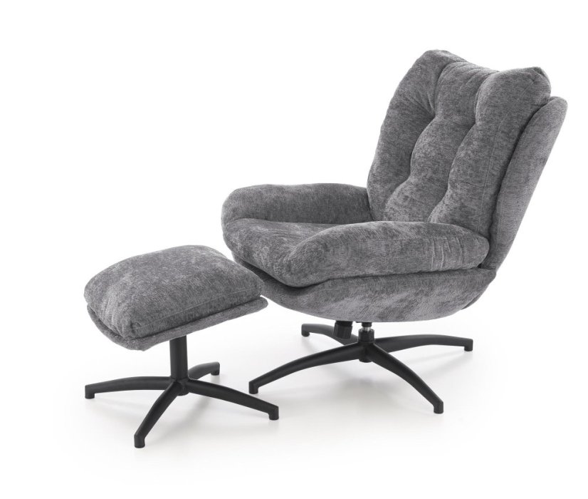 Čalúnené kreslo PESTO s podnožkou sivé