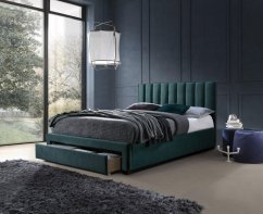 Čalouněná postel se zásuvkami GRACE 140x200 tmavě zelená