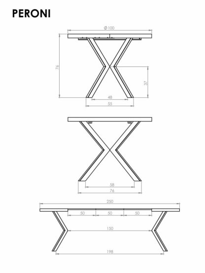 Rozkladací jedálenský stôl PERONI 100(250)x100 orech/čierny