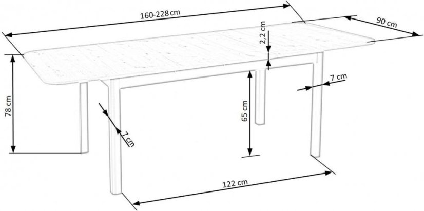 Rozkládací jídelní stůl FLORIAN 160(228)x90 dub artisan/černý