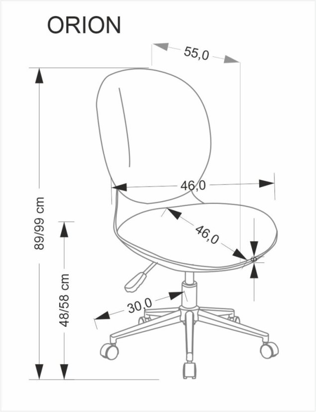 Dětská otočná židle ORION černá/šedá