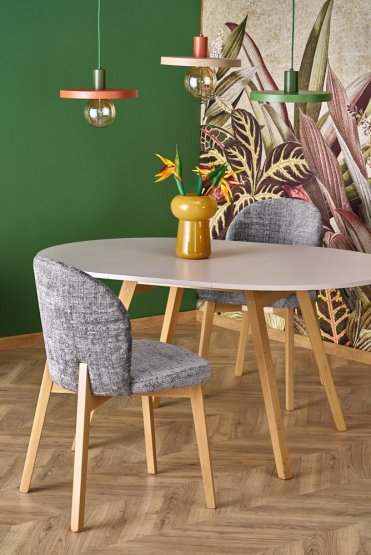 Rozkladací jedálenský stôl RUBEN 102(142)x102 kašmír/prírodný