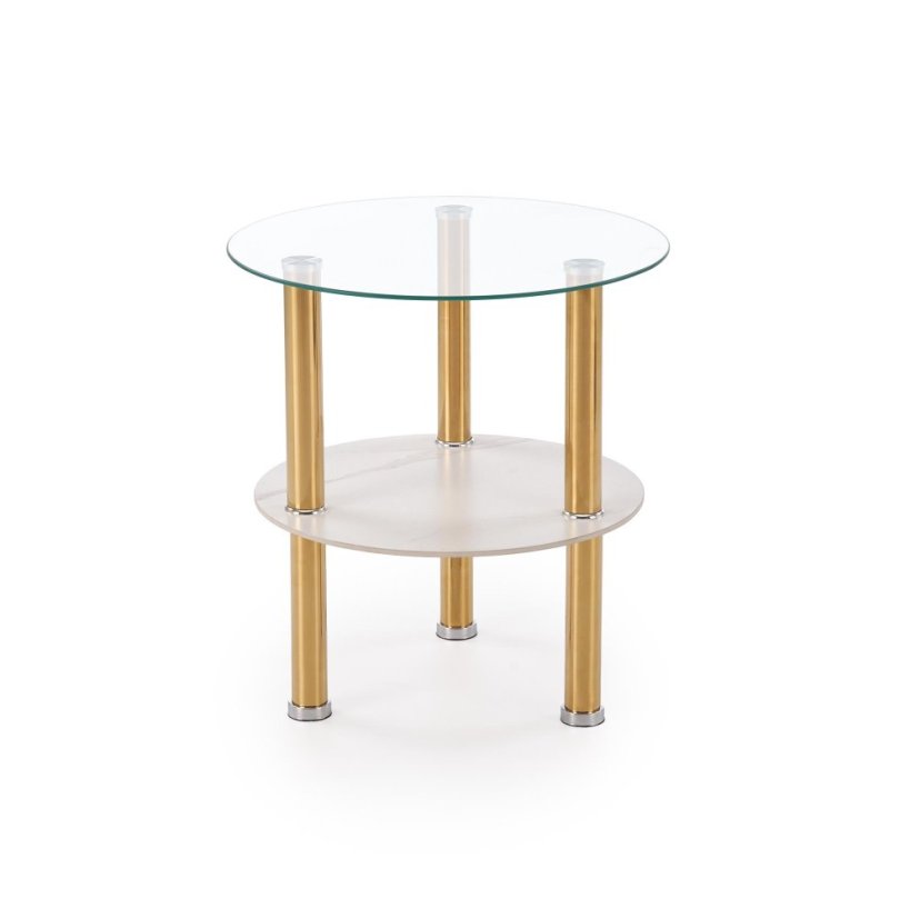 Konferenčný stolík DUCAT S biely mramor/sklo/zlatý