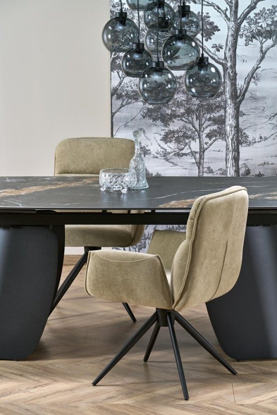 Rozkládací jídelní stůl FORUM 180(260)x90 černý mramor/černý
