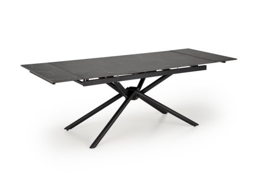 Rozkladací jedálenský stôl VITORINO 160(220)x90 čierny mramor/čierna