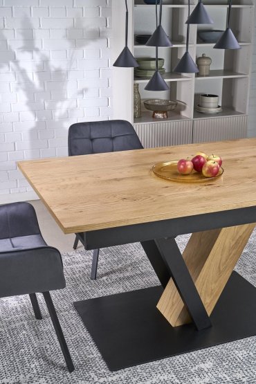 Rozkladací jedálenský stôl FANIS 160(220)x90 dub prírodný/čierna