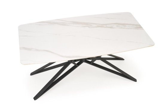 Rozkladací jedálenský stôl ALFREDO 160(240)x91 biely mramor/čierna