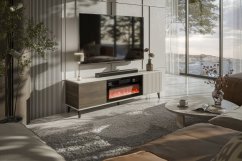 Televizní stolek RANDOM 2 RTV 180 s krbem kašmír/ořech/černý